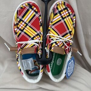 Hey Dude Caddy Shack Shoes Mens 8 Red Yellow Plaid Wally Slip On Loafers Golf